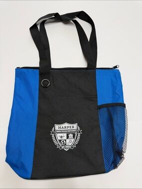 Harper Middle/College/High School Black and Royal Blue Canvas Tote